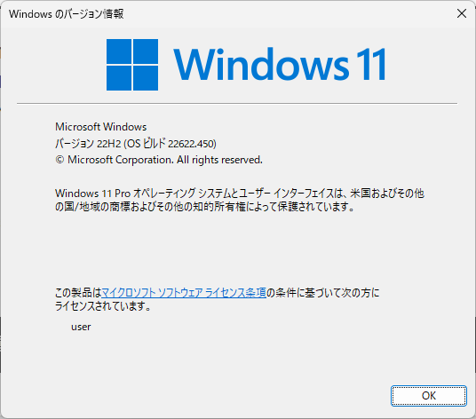 Windows11のバージョン情報説明