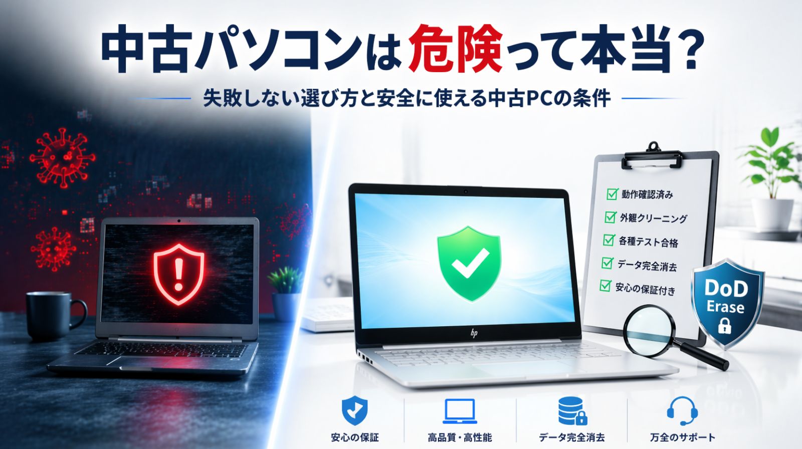 中古パソコンは危険？安全な選び方と失敗しないポイント【PC WRAP】