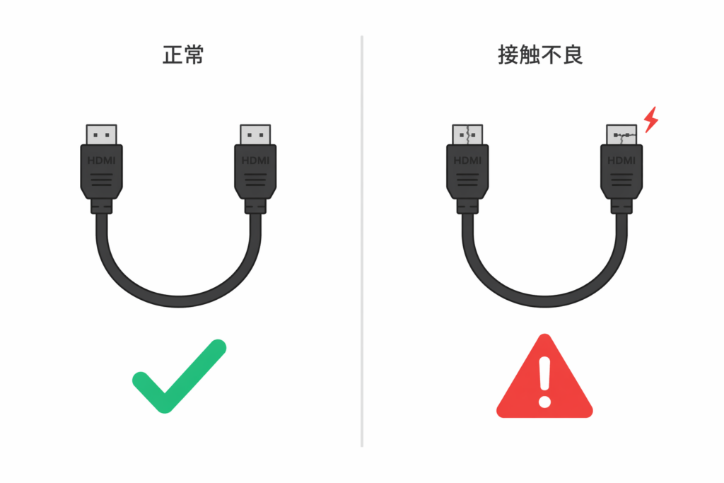 HDMIで音が出ない場合に確認したいケーブルの接触不良と正常な状態