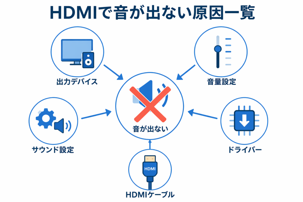 HDMI接続で音が出ない主な原因一覧
