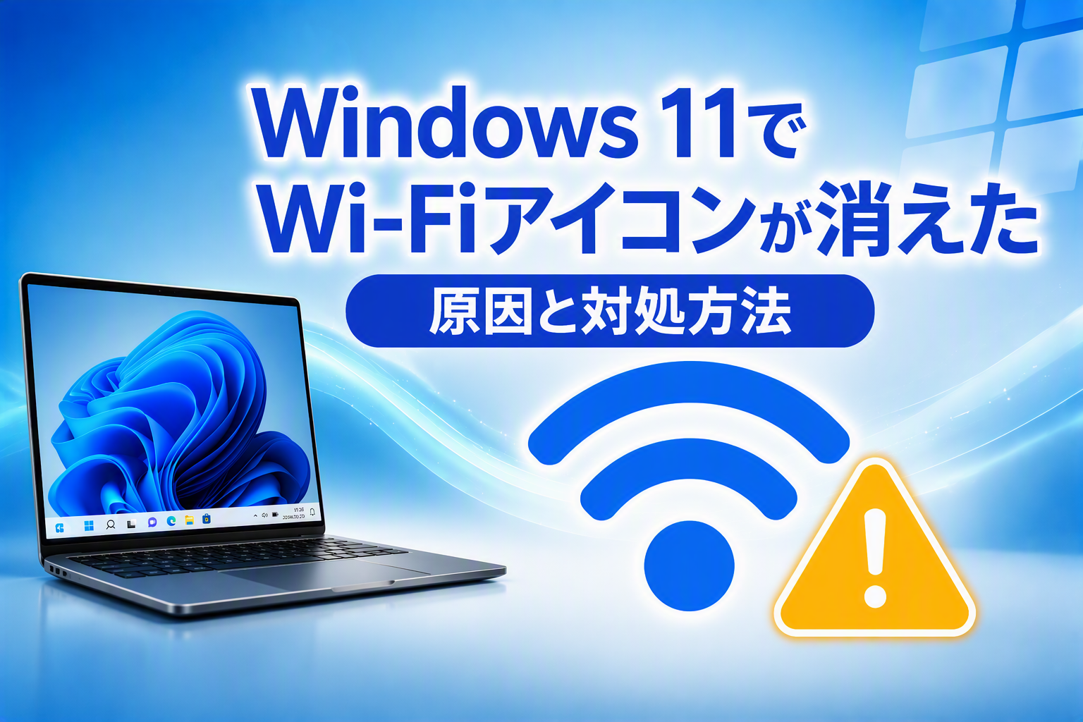 Windows 11でWi‑Fiアイコンが消えた場合の原因と対処方法を解説するイメージ
