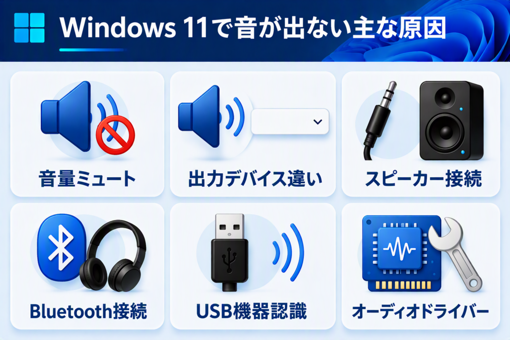 Windows 11で音が出ない主な原因一覧