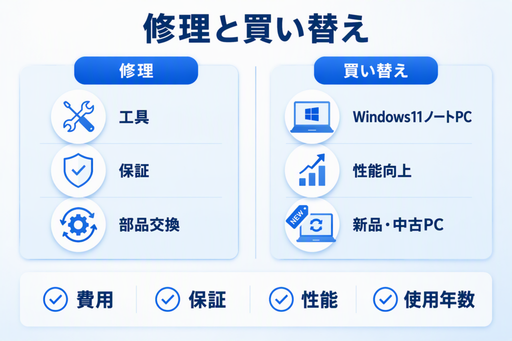 パソコン修理と買い替えの比較