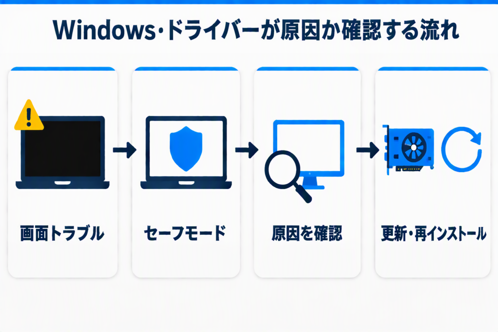 Windowsやグラフィックドライバーが原因で画面が真っ暗なときの確認手順