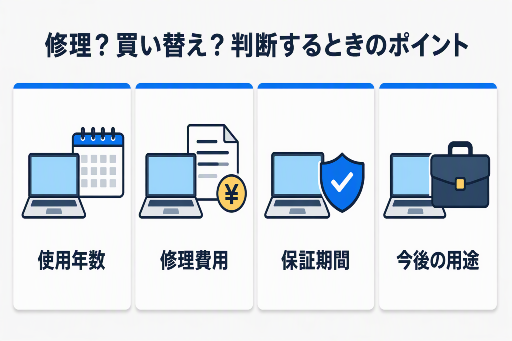 パソコンを修理するか買い替えるか判断するときのポイント