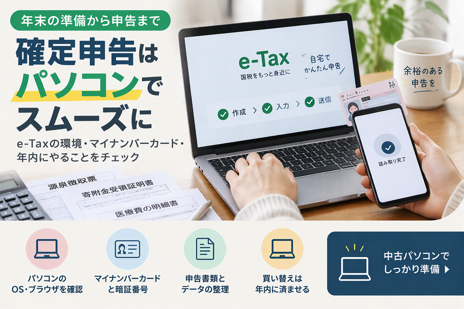 確定申告をパソコンでするなら年内準備がおすすめ！e-Taxに必要な環境と見直しポイント
