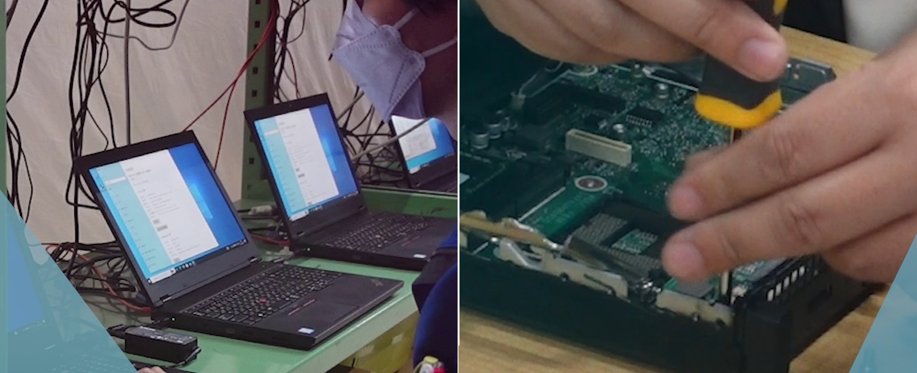 PC WRAPスタッフによる中古パソコンの検品・整備作業の様子